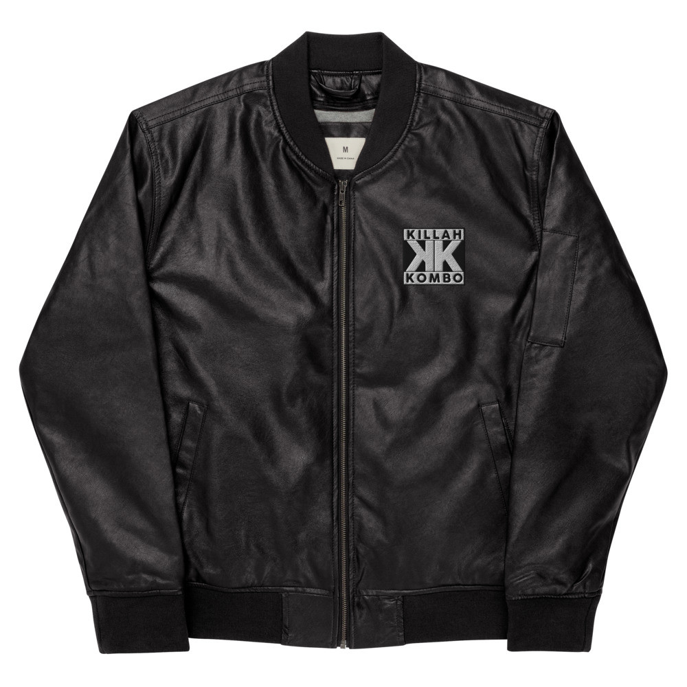 Parental Advisory Style Leather Bomber Jacket