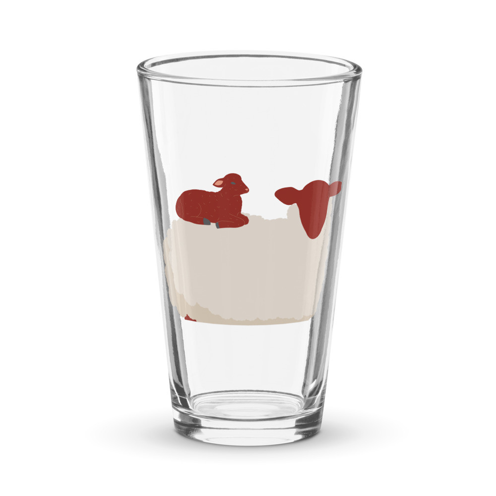 California Red Sheep Ewe and Lamb Shaker pint glass
