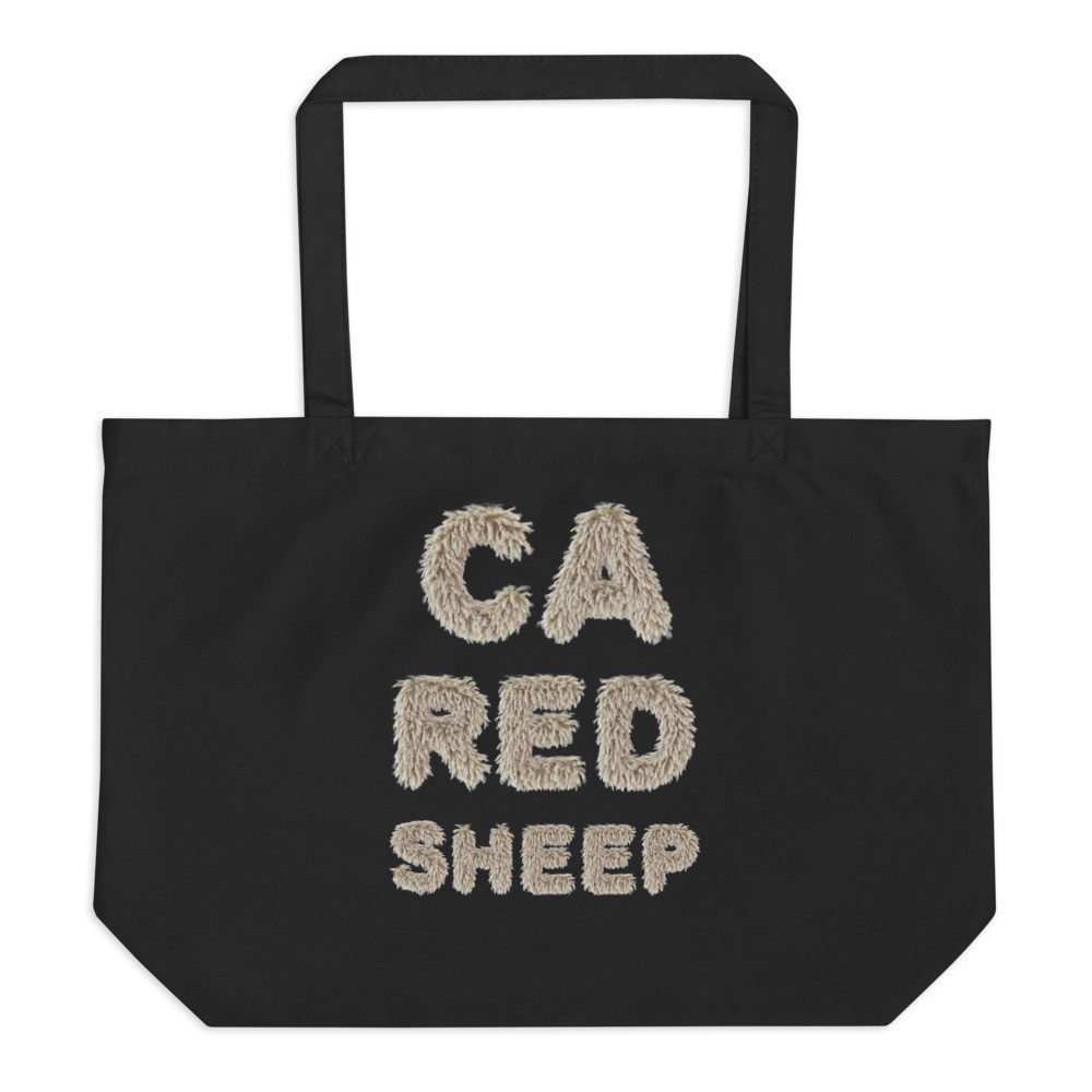 CA Red Sheep Fleeced Letters Large organic tote bag