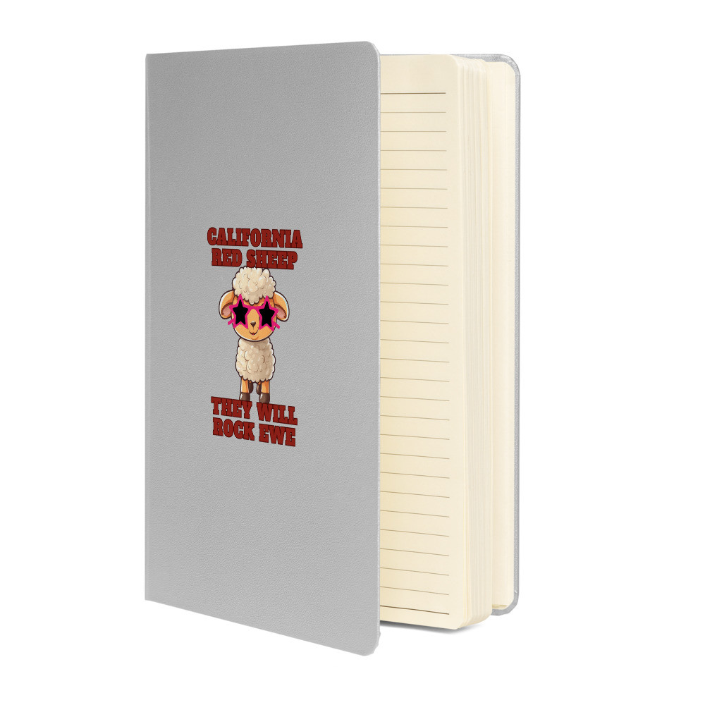Californis Red Sheep They Will Rock Ewe Hardcover bound notebook