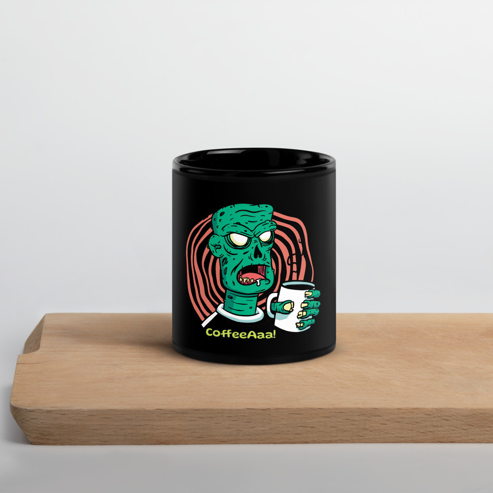 Black Glossy Mug Zombie