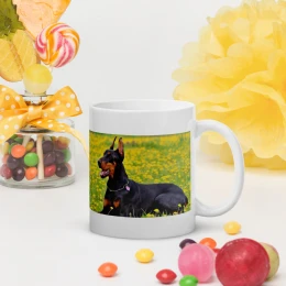 Beautiful Doverman dog mug