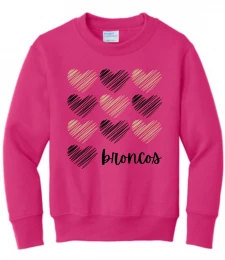 Broncos Hearts Crewneck Sweatshirt