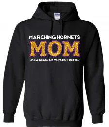 Marching Hornets Mom Faux Glitter Hooded Sweatshirt