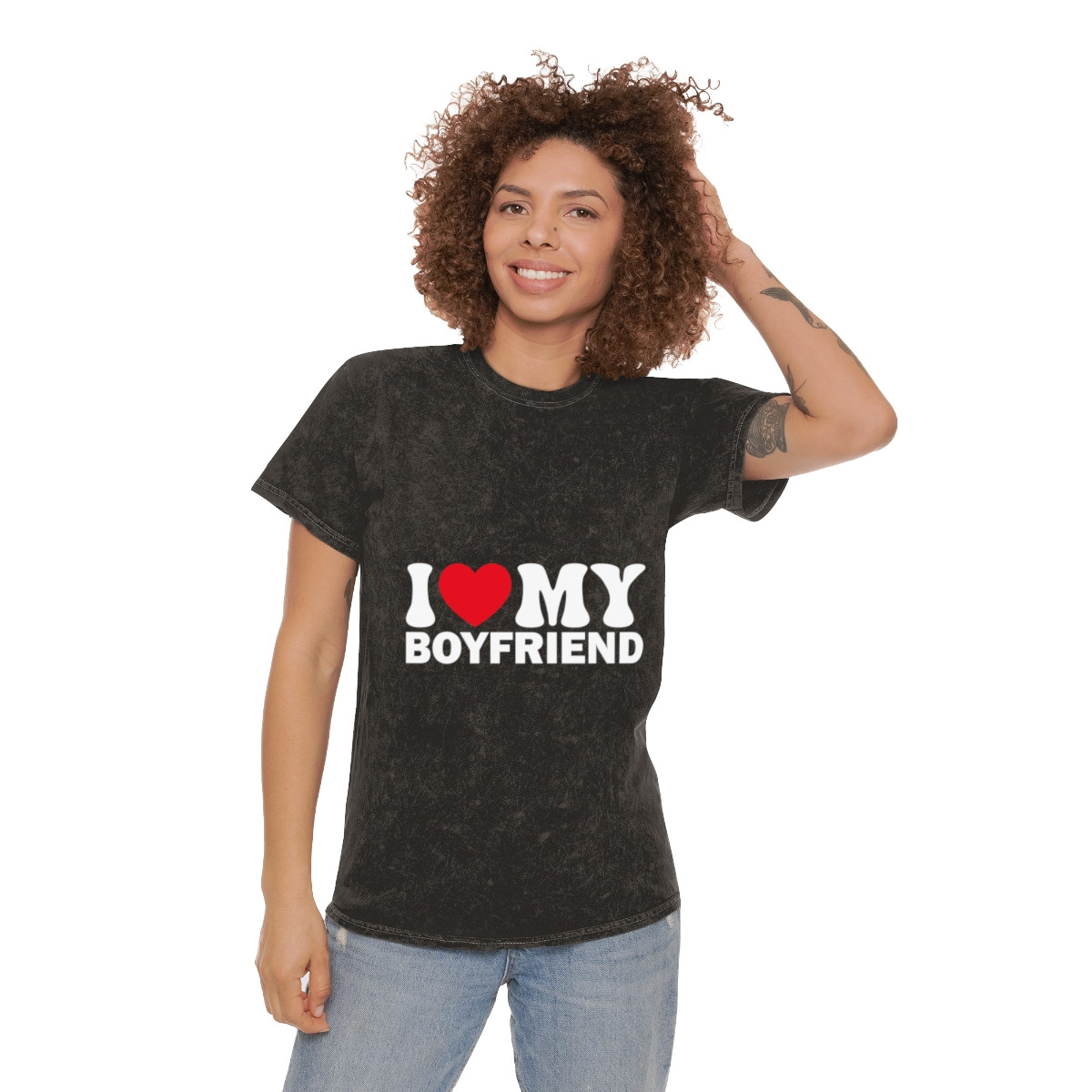 I Love My Boyfriend Unisex Mineral Wash T-Shirt