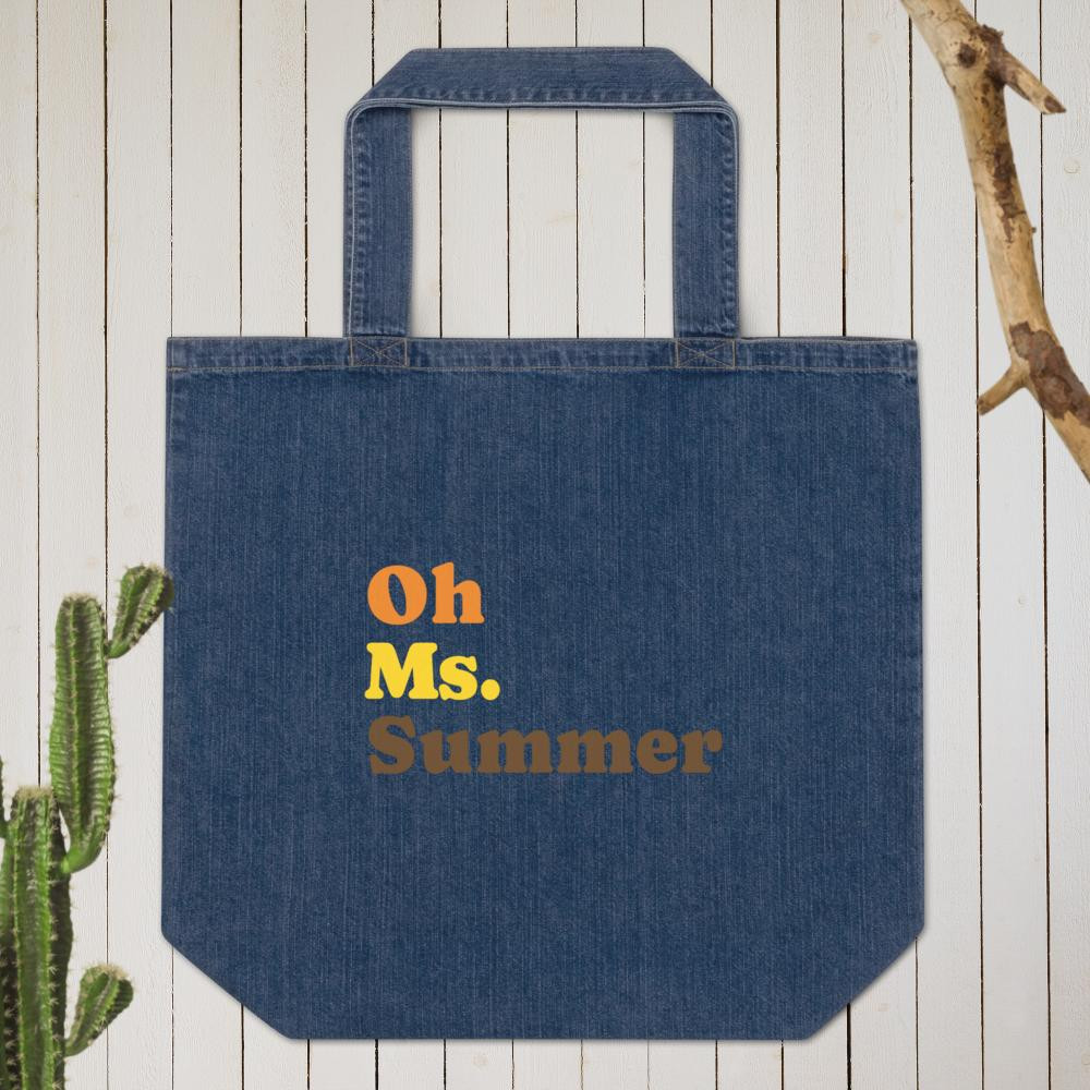 Organic denim tote bag