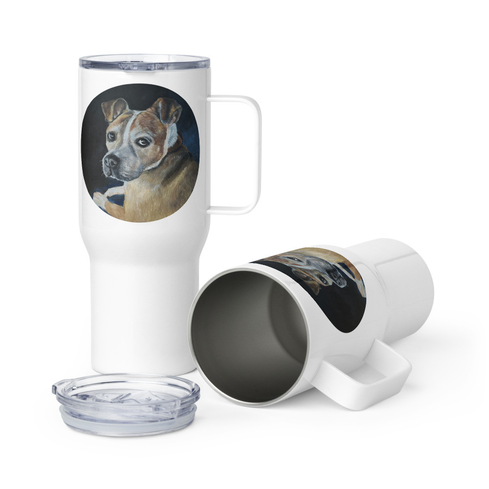 Travel mug with a handle