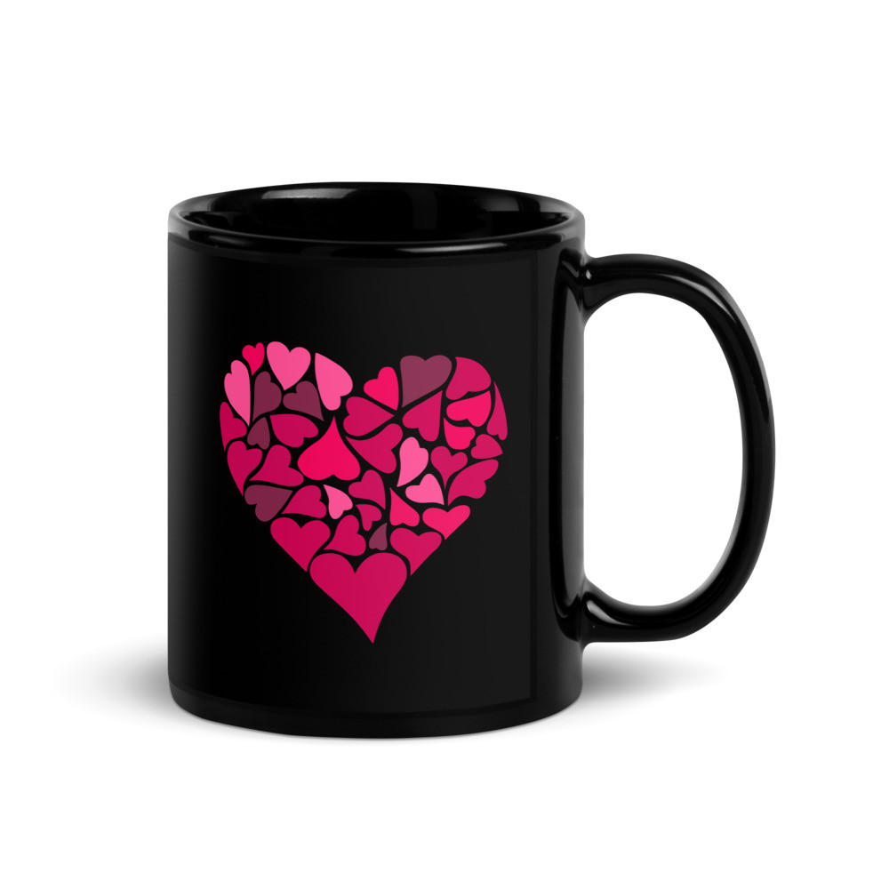 Hearts in Heart - Black Glossy Mug