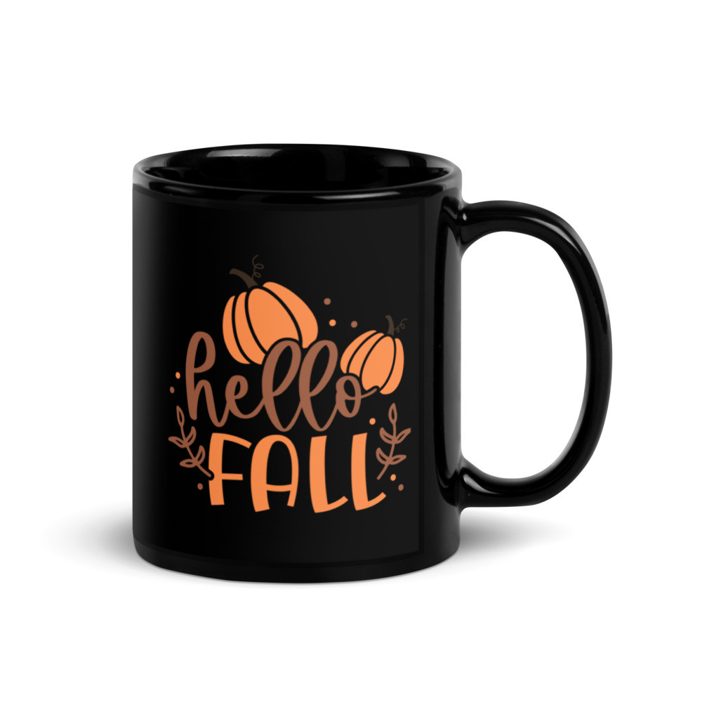 Hello Fall - Black Glossy Mug
