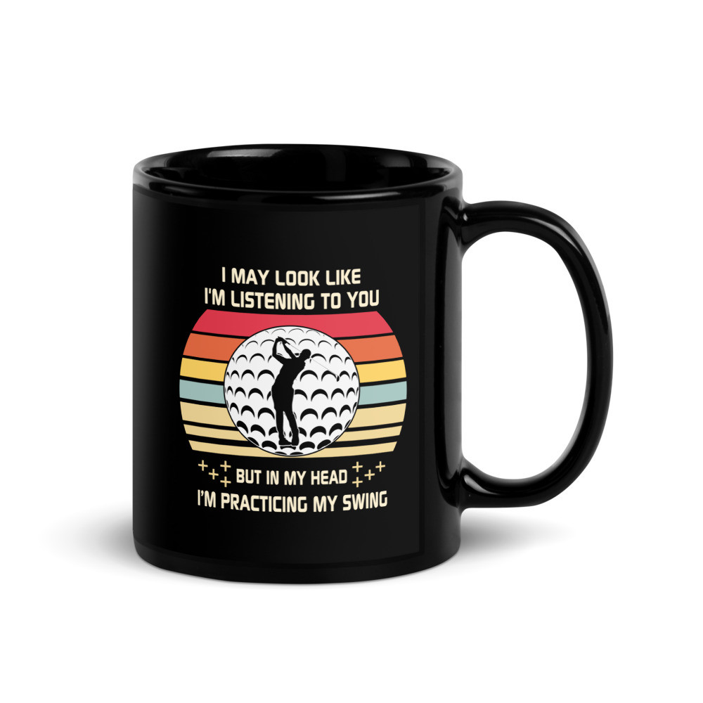 Practice Swing Black Glossy Mug