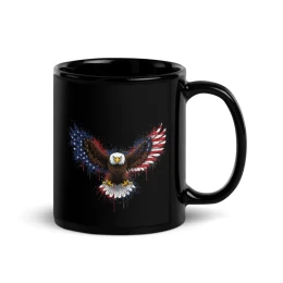 Angry Eagle Black Glossy Mug