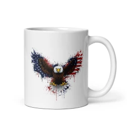 Angry Eagle White Glossy Mug