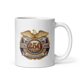 250 Years White Glossy Mug