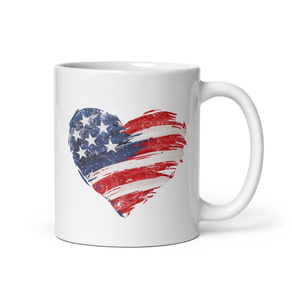 USA Heart White Glossy Mug