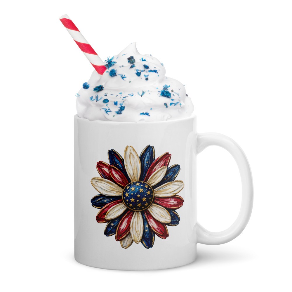 USA Flower White Glossy Mug