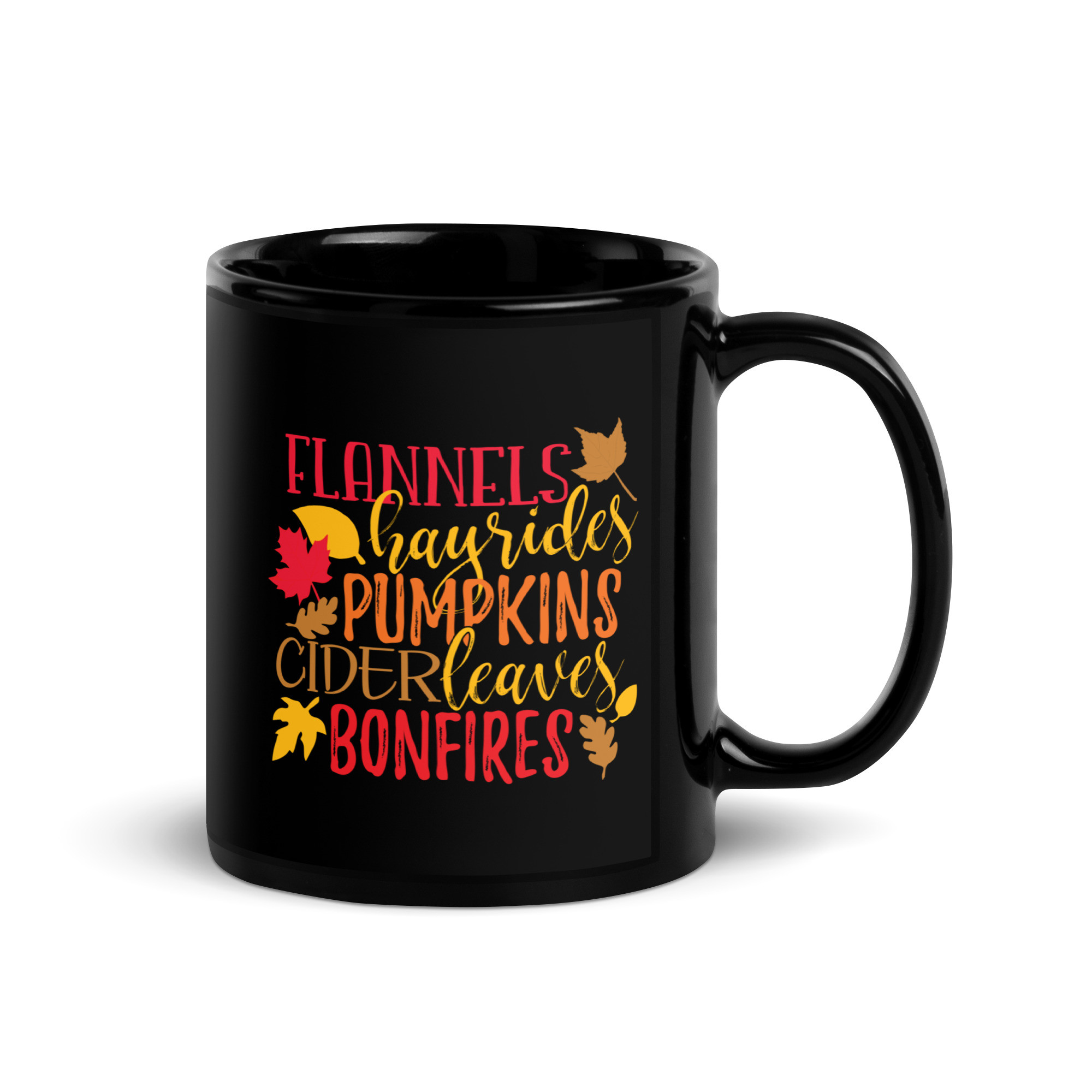 Flannels, Hayrides - Black Glossy Mug