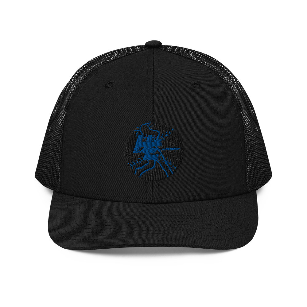 Blue on Black Hitting Enlightenment Trucker Cap