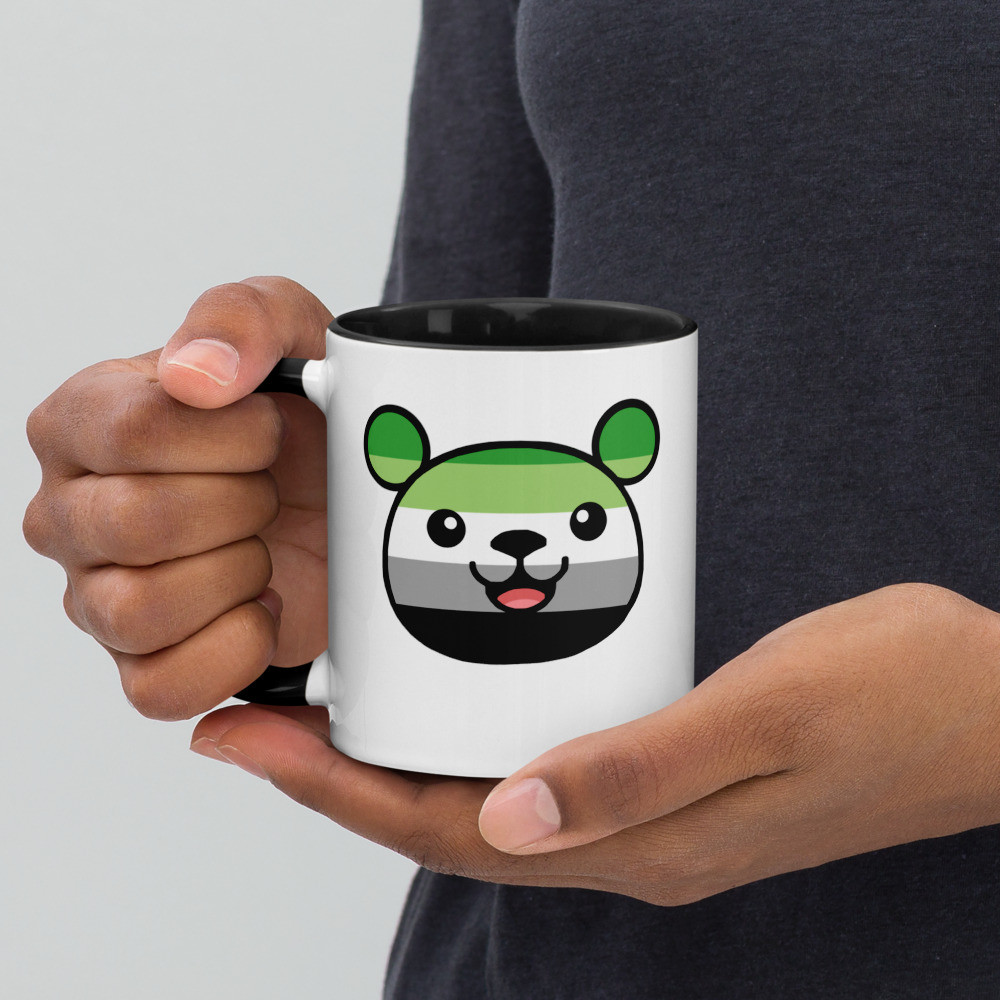 Aromantic Flag Teddy Mug with Colour Inside
