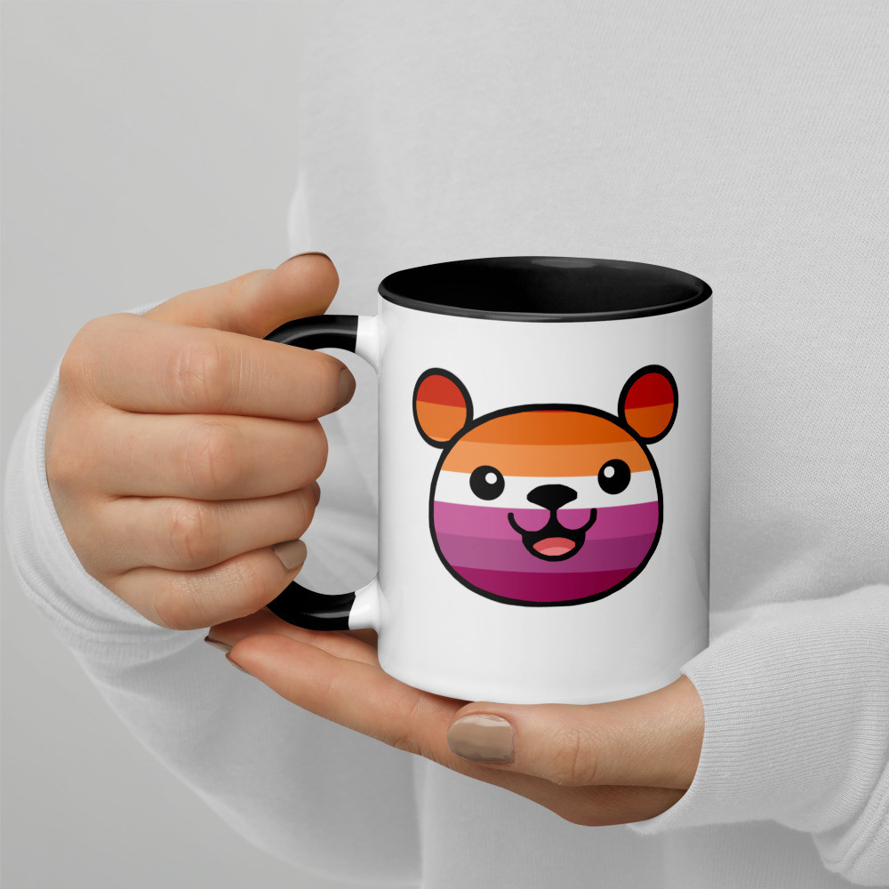 Lesbian Flag Teddy Mug with Colour Inside
