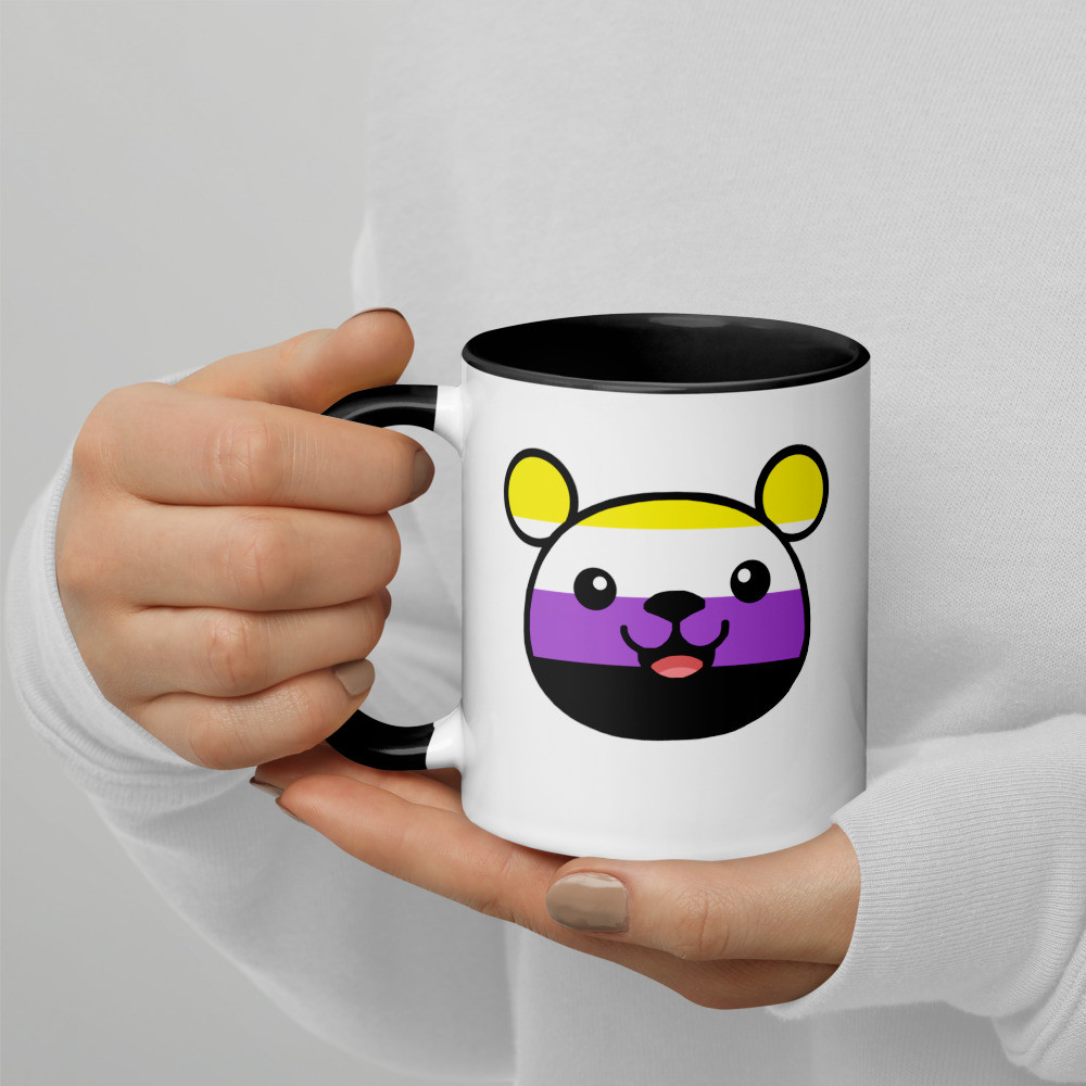 Non-binary Flag Teddy Mug with Colour Inside