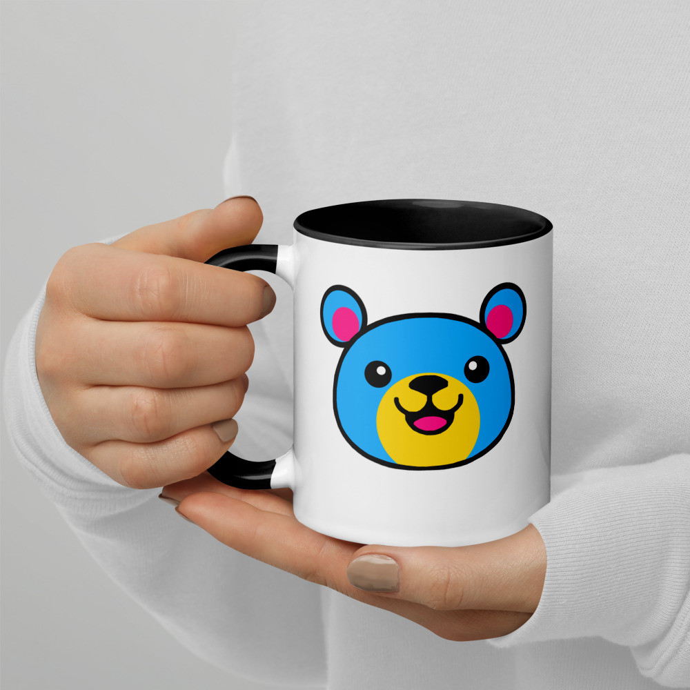 Pansexual Flag Colours Teddy Mug with Colour Inside