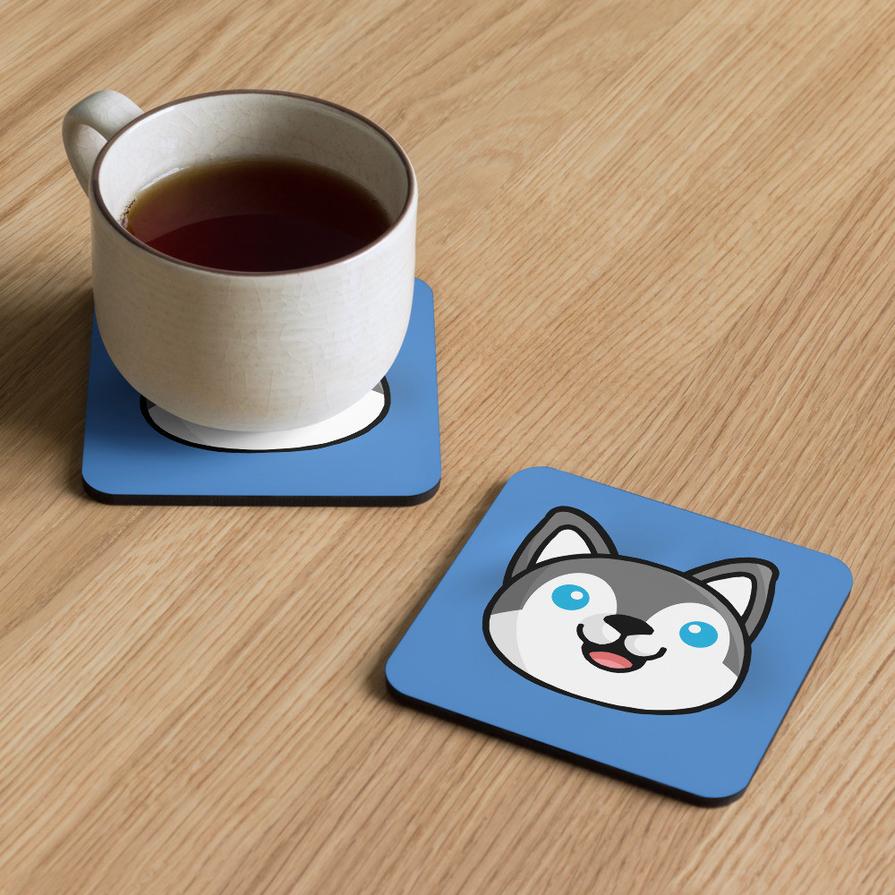 Aria the Husky cork-back coaster