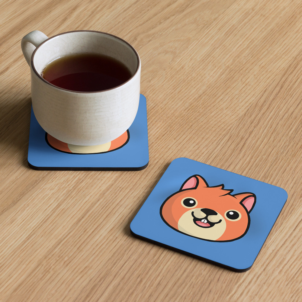 Cyril the Squirrel cork-back coaster