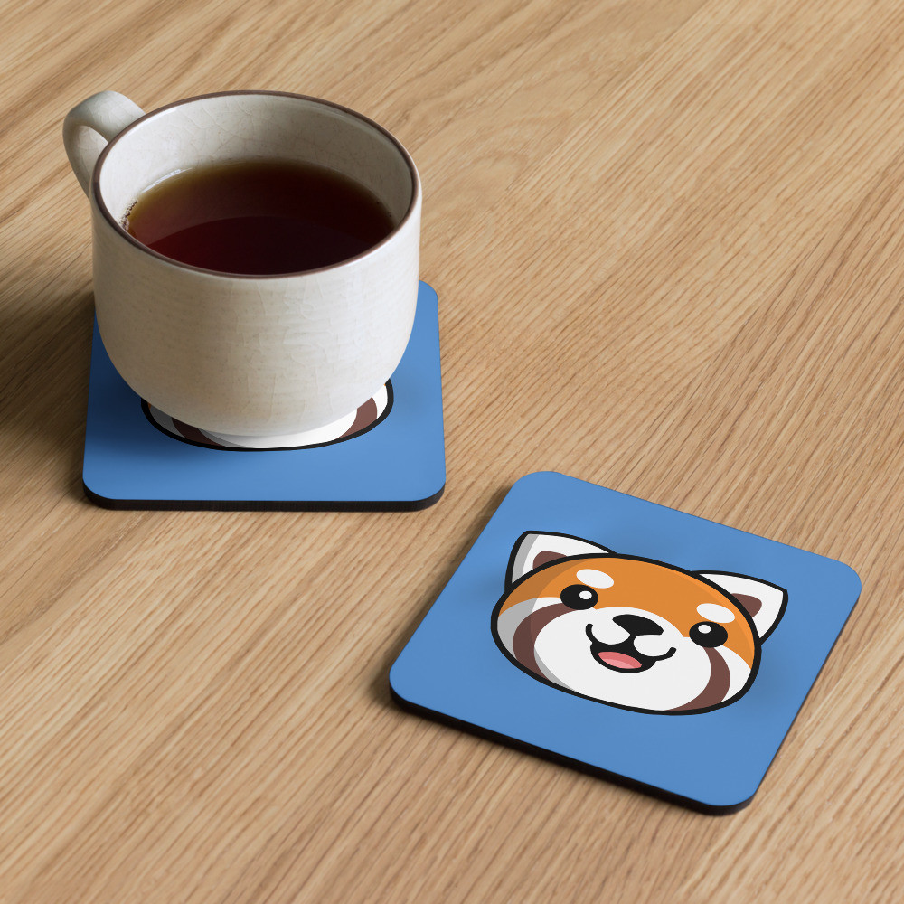 Renshu the Red Panda cork-back coaster