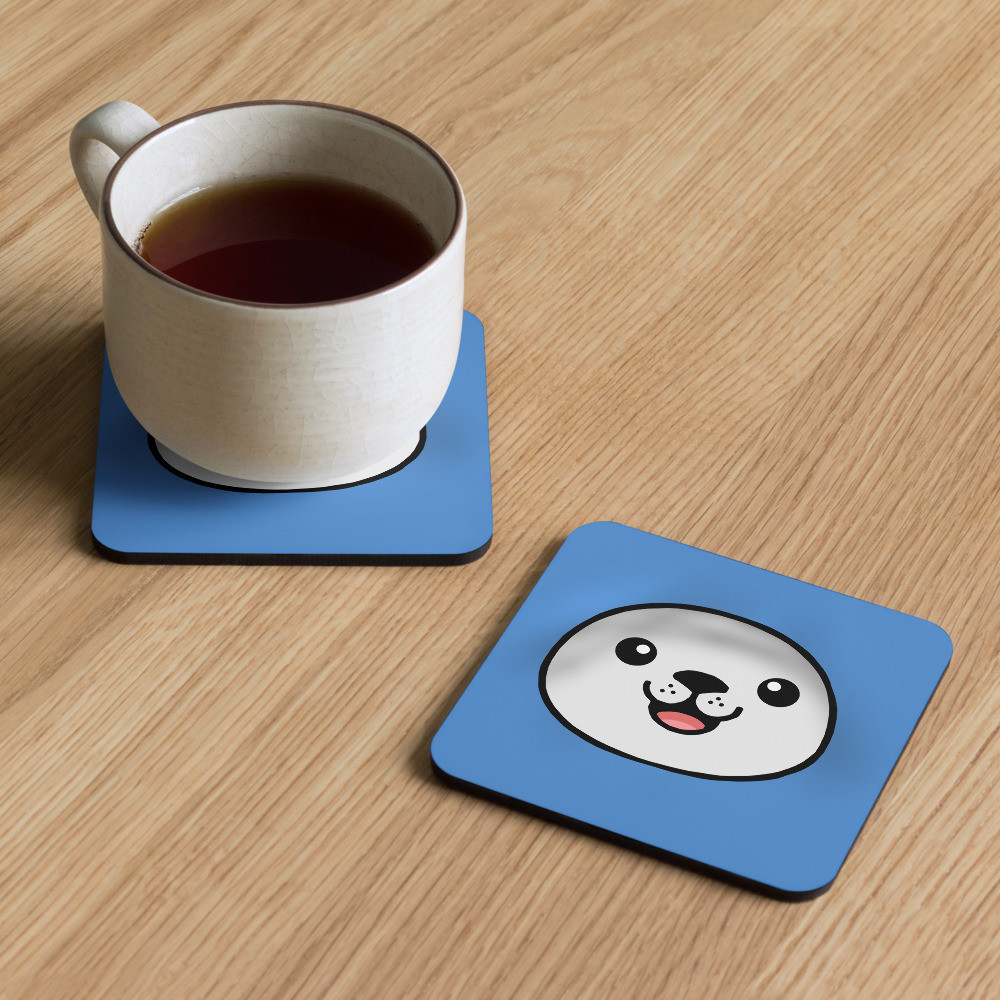 Svana the Seal cork-back coaster