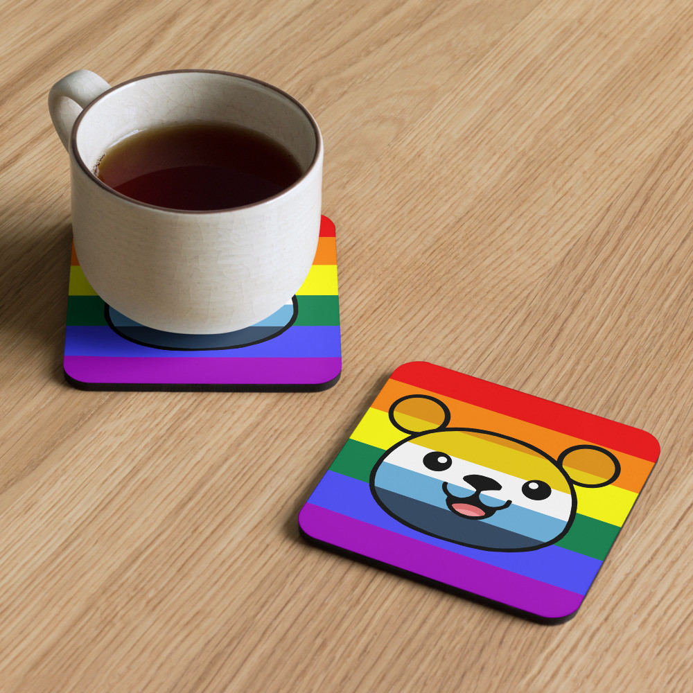 AroAce Flag Teddy cork-back coaster