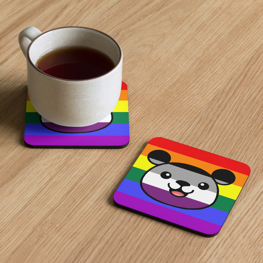 Asexual Flag Teddy cork-back coaster