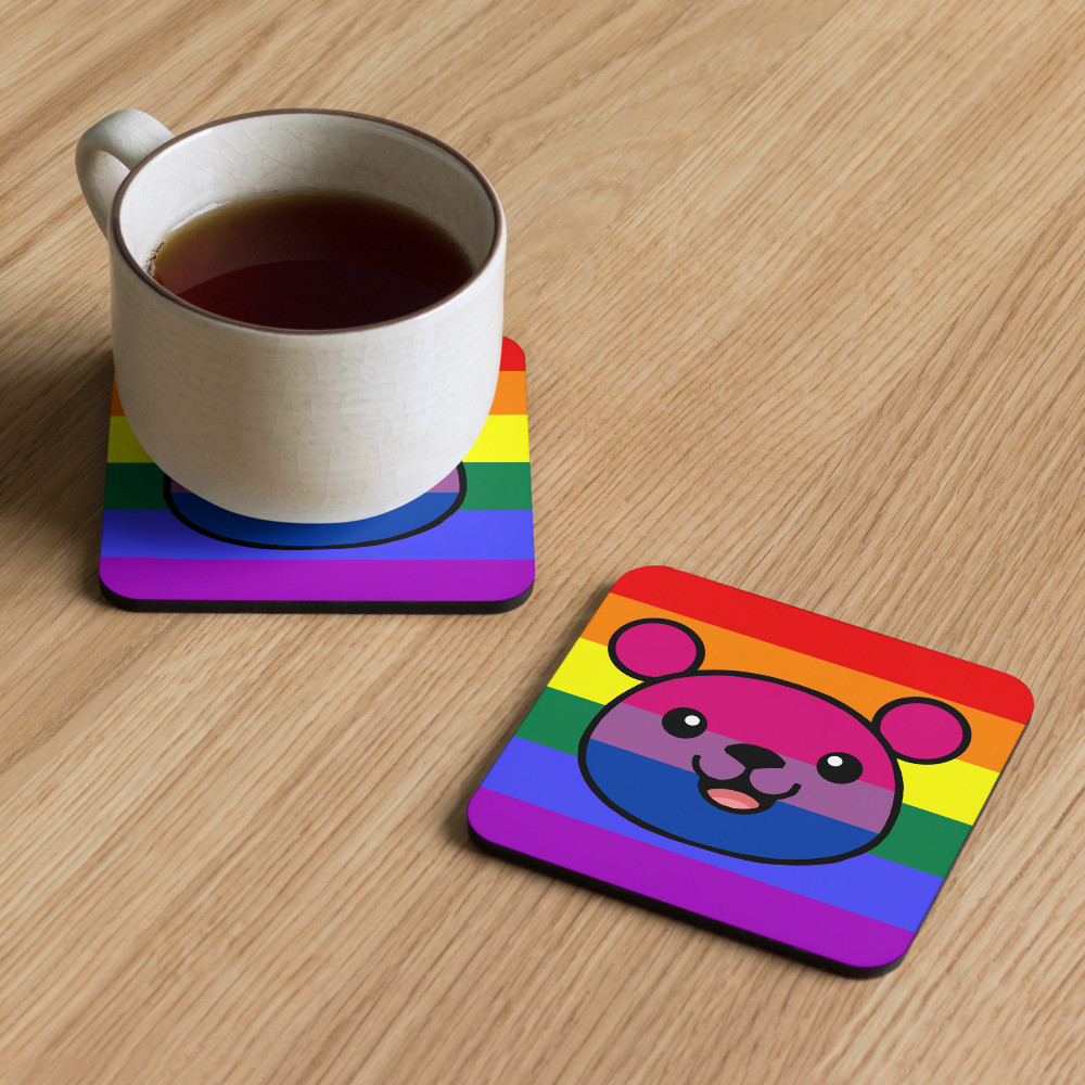 Bisexual Flag Teddy cork-back coaster