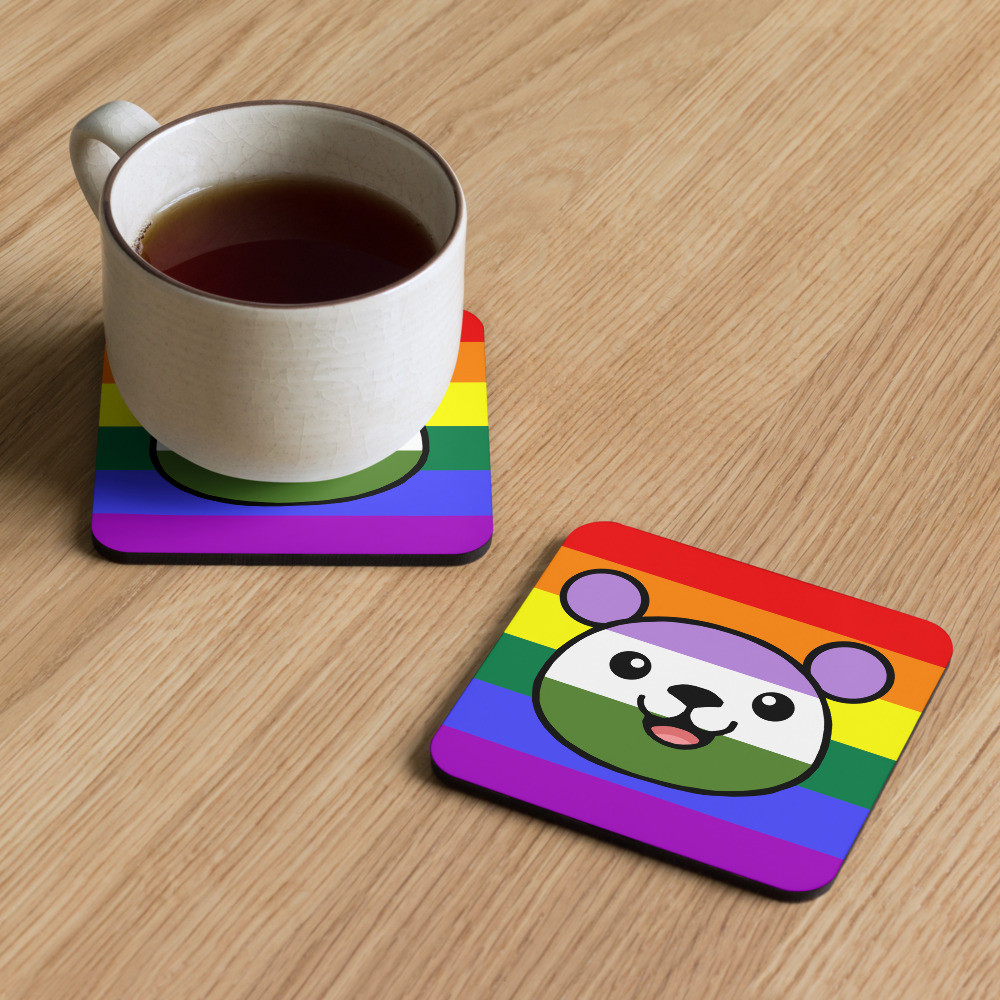 Gender Queer Flag Teddy cork-back coaster