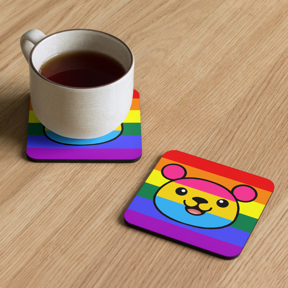 Pansexual Flag Teddy cork-back coaster