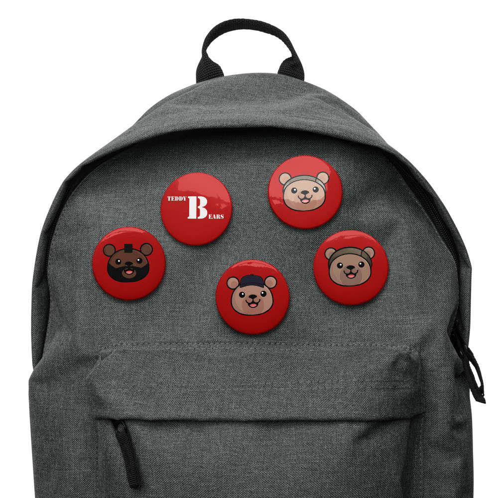 Set of 5 A-Team Teddy Bears pin buttons