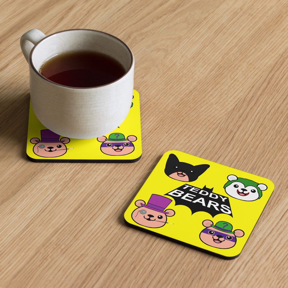 Batman Teddy Bears cork-back coaster