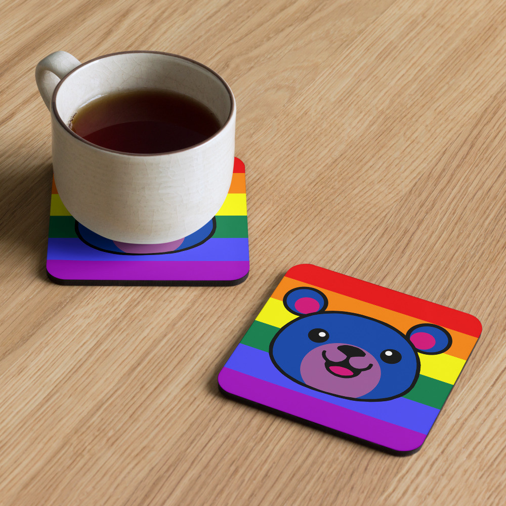 Bisexual Flag Colours Teddy cork-back coaster
