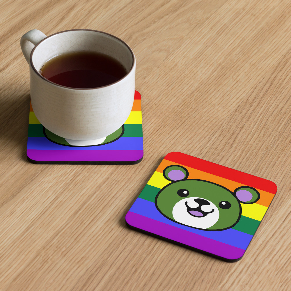 Gender Queer Flag Colours Teddy cork-back coaster