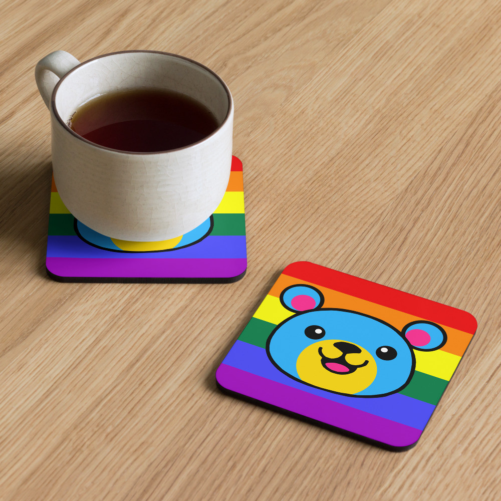 Pansexual Flag Colours Teddy cork-back coaster #2
