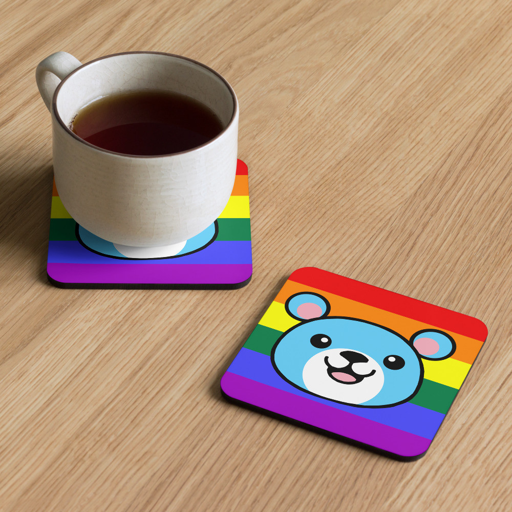 Transgender Flag Colours Teddy cork-back coaster