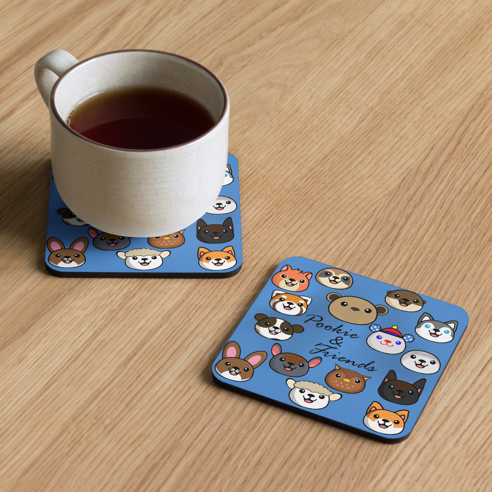 Pookie & Friends cork-back coaster