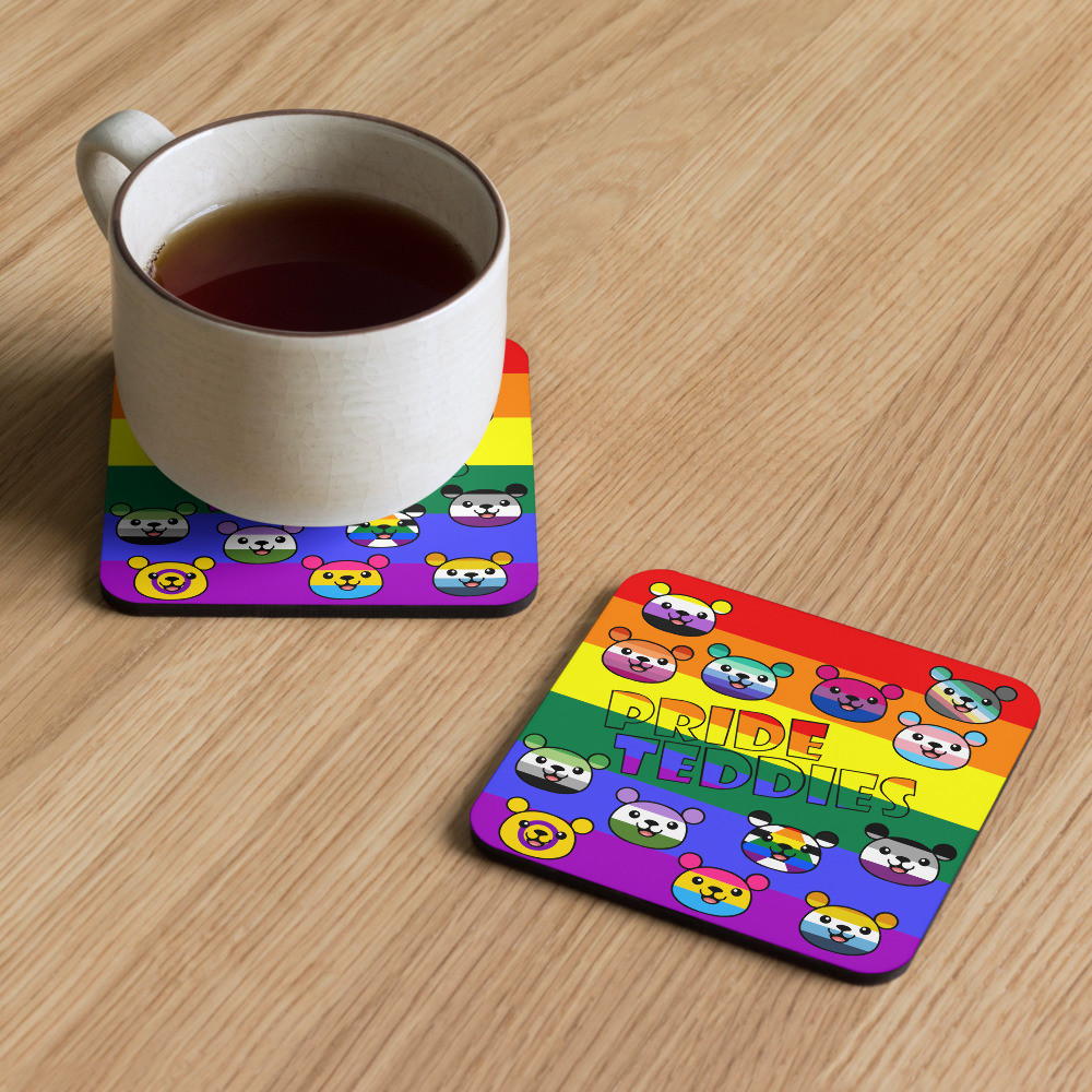 Pride Teddies cork-back coaster