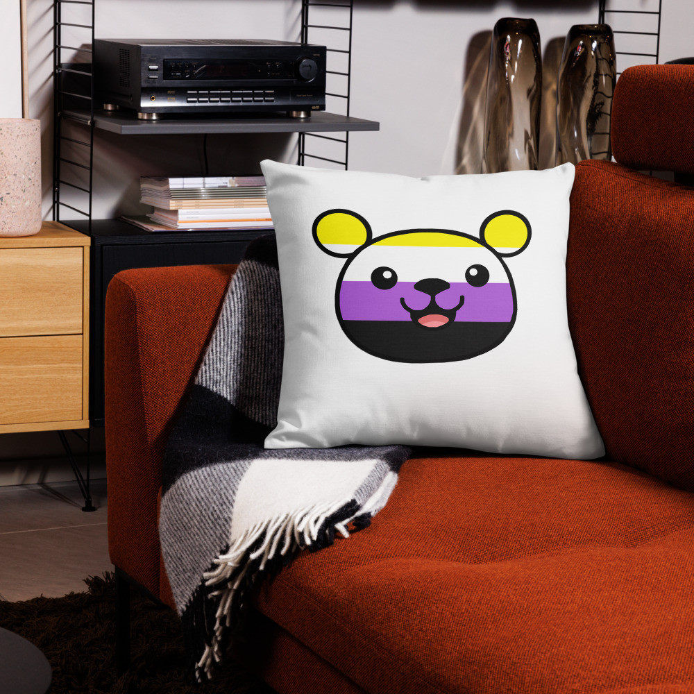 Non-binary Flag Teddy Premium Pillow
