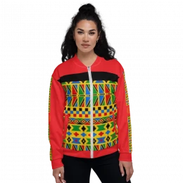 Fashionable African Print  Alizalin Red Kente Special Unisex Bomber Jacket