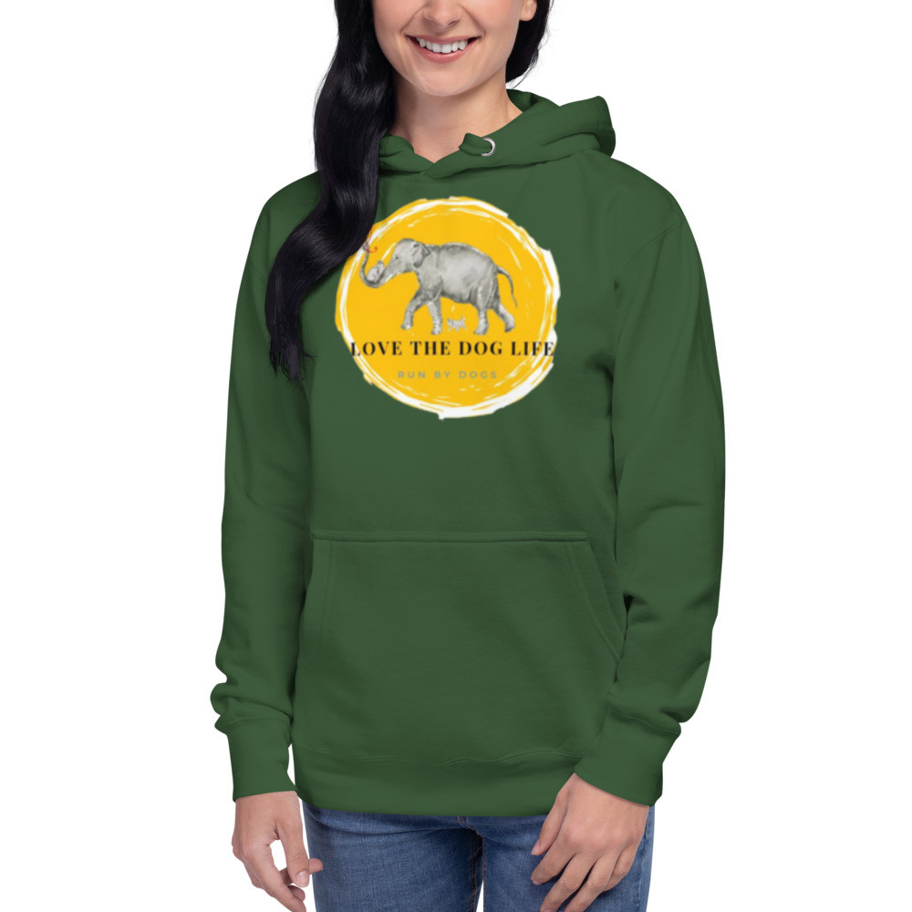 Hoodie - Love the Dog Life Elephant 
