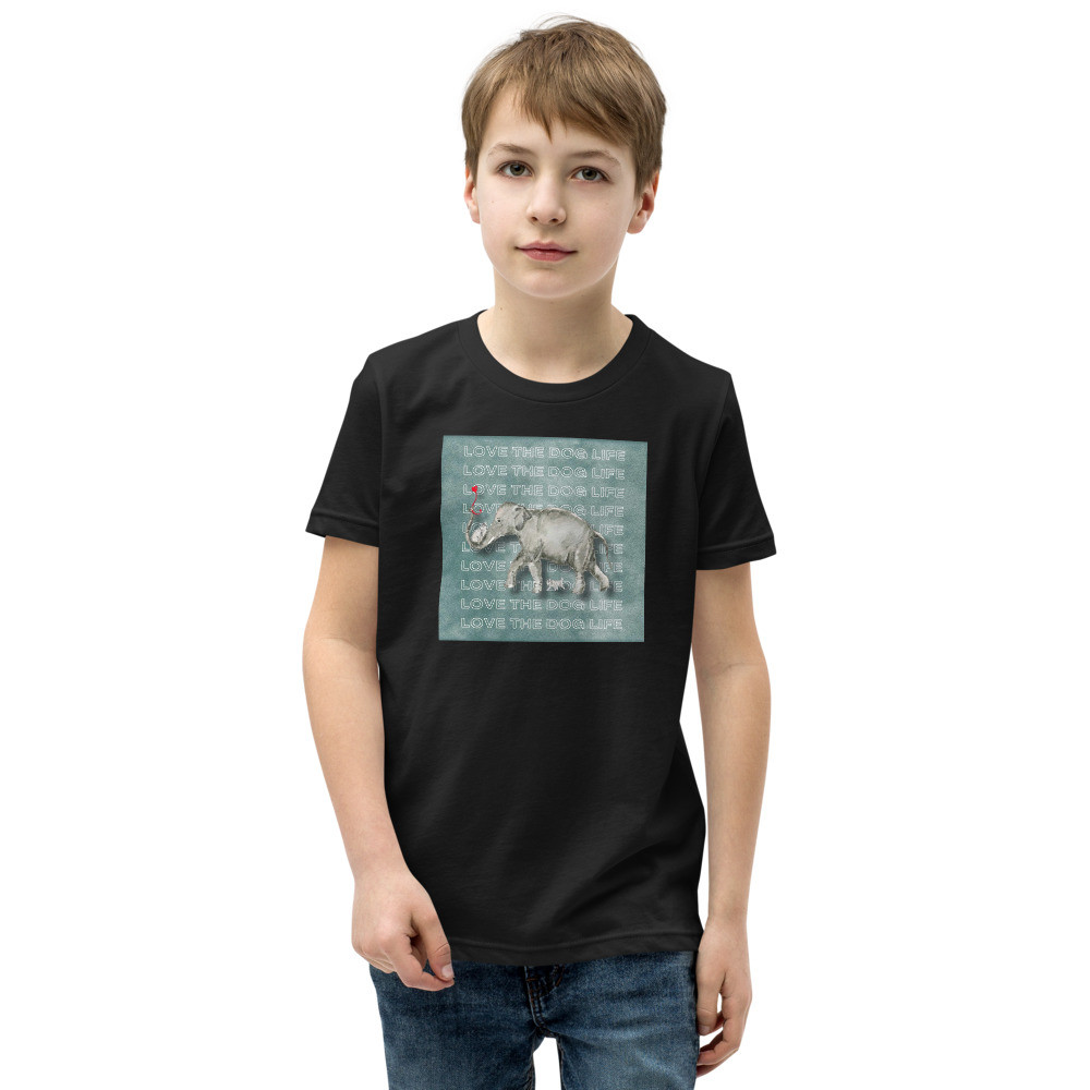 Youth Short Sleeve T-Shirt Love the Dog Life Elephant