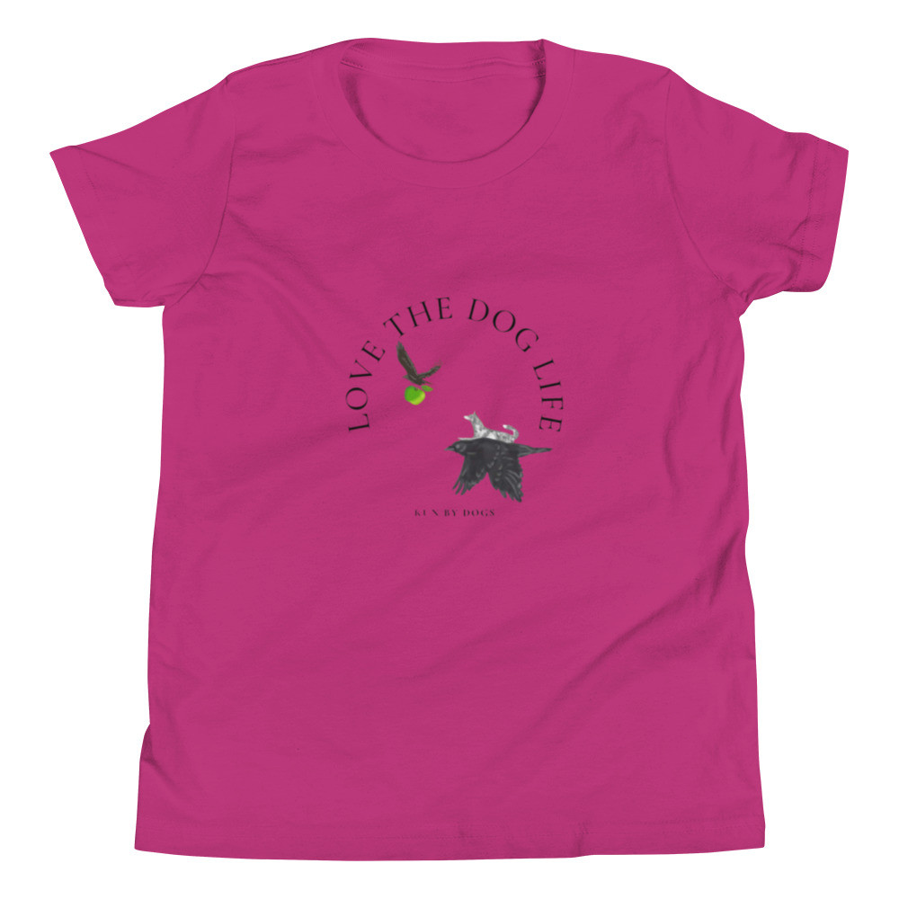 Youth Short Sleeve T-Shirt Husky Flying on Crow 
