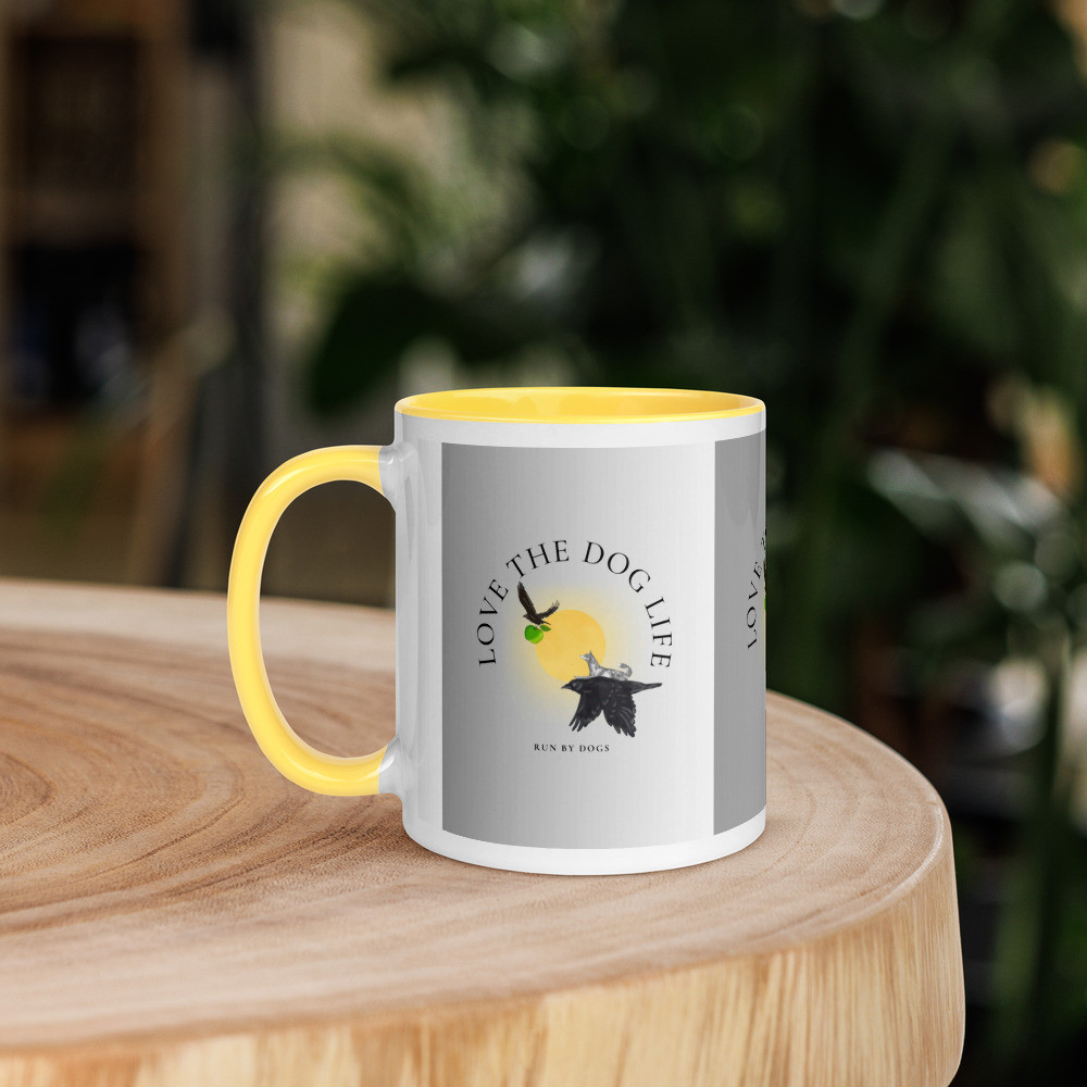 Mug with Color Inside Husky Flying on Crow