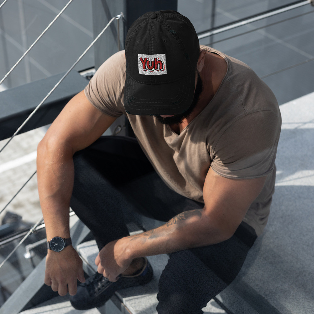 Yuh Distressed Dad Hat