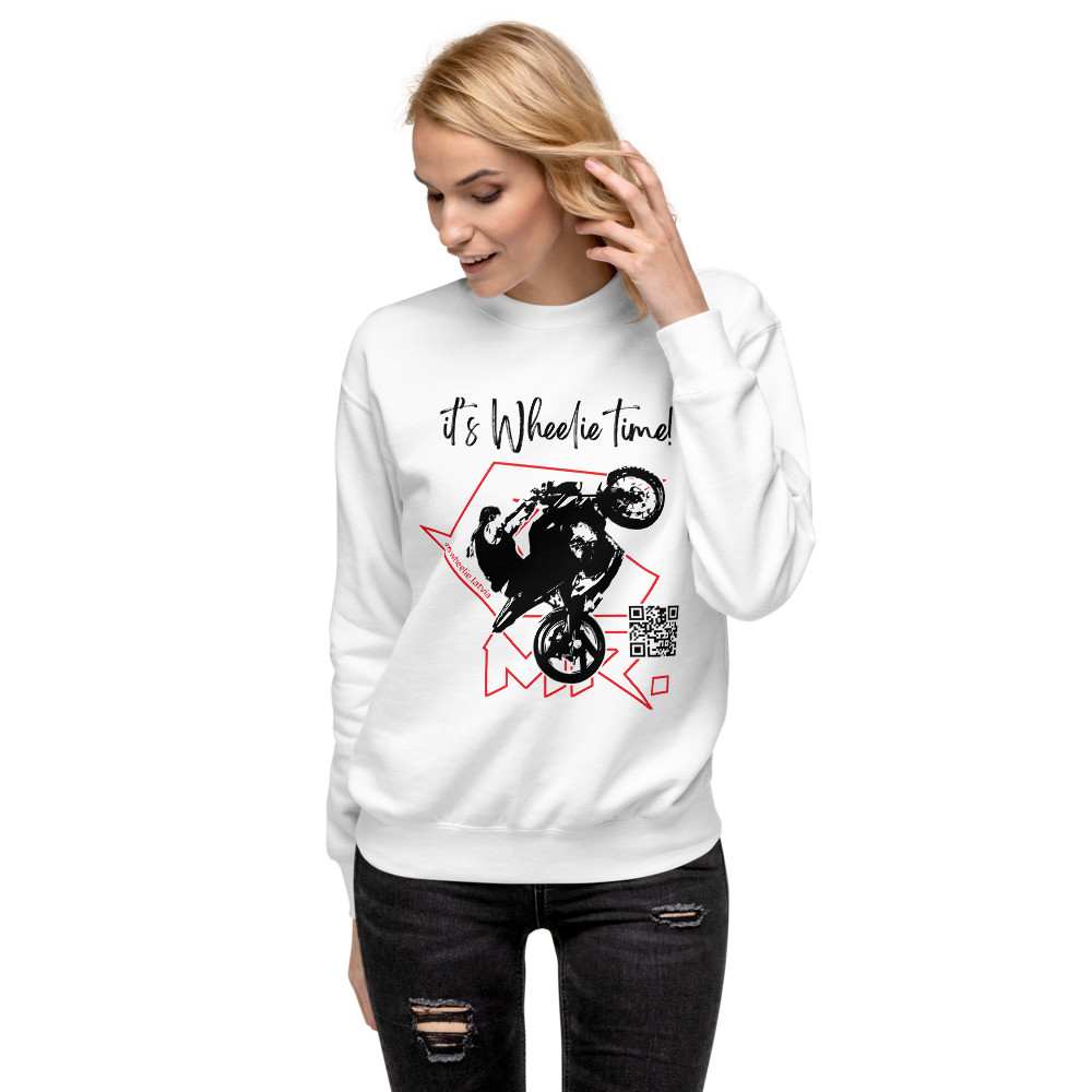 Unisex Premium White Wheelie Girl Sweatshirt